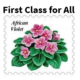 Cover for First Class for All with image of African violet postage stamp