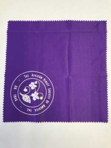 Image of purple microfiber cloth with AVSA Seal