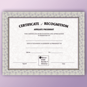 Certificate of Recognition for Affiliate President