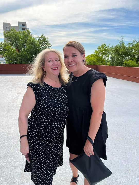 Laurel Goretsky and Amy Carruth outside at the Installation banquet